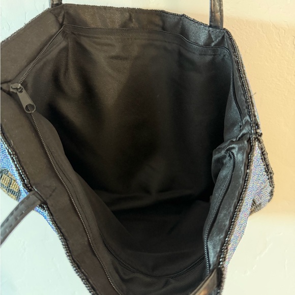 Black and Blue Beaded City Scape Shoulder Bag - Picture 8 of 8